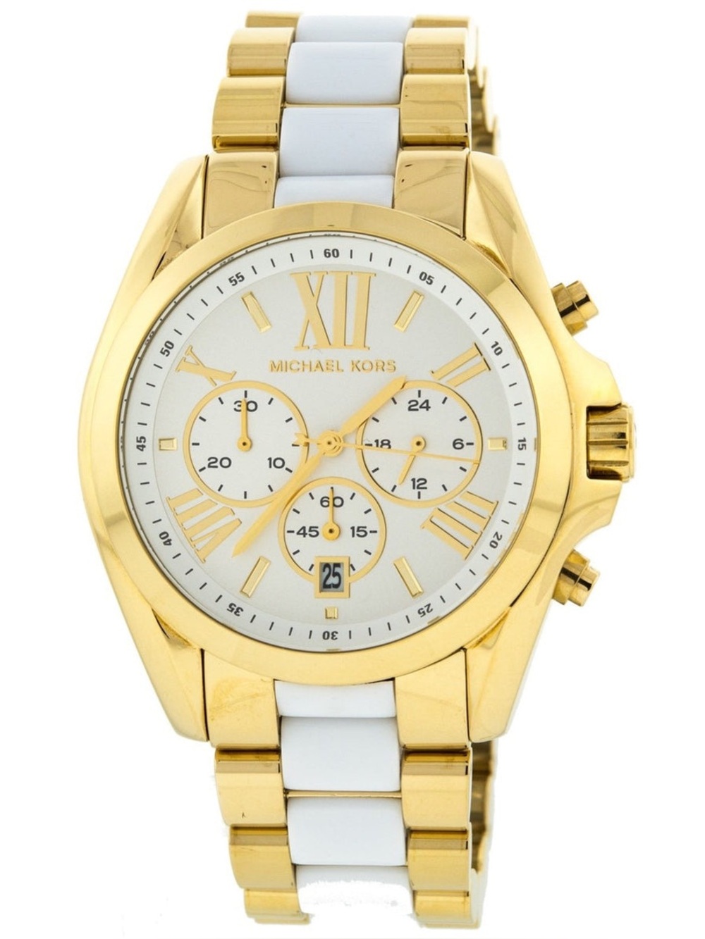 Michael Kors MK5743 Bradshaw Chronograph White Dial Two-Tone Women's Watch